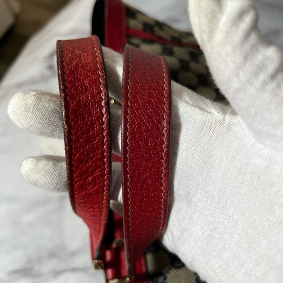 EUC Gucci Red Trimmed Canvas GG Tote - Picture 9 of 9